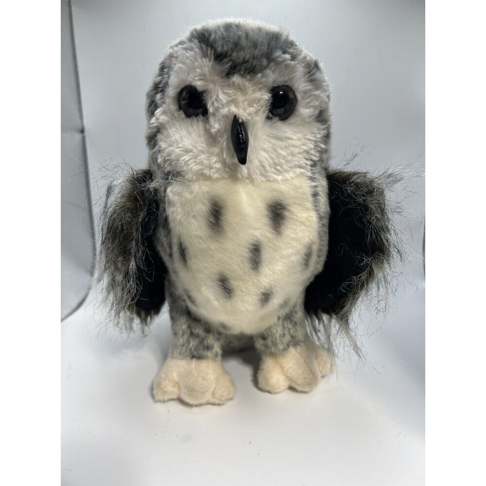 Douglas Cuddle Toy Stuffed Animal Plush Crescent Silver Owl 3837 Bird 9"